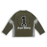 ART SUPER MONEY Kids T-shirt stampa labbra strass verde militare per Bambini
