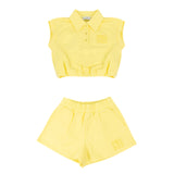 Pinko Kids Completo Maglia Crop e Shorts Giallo per Bambine
