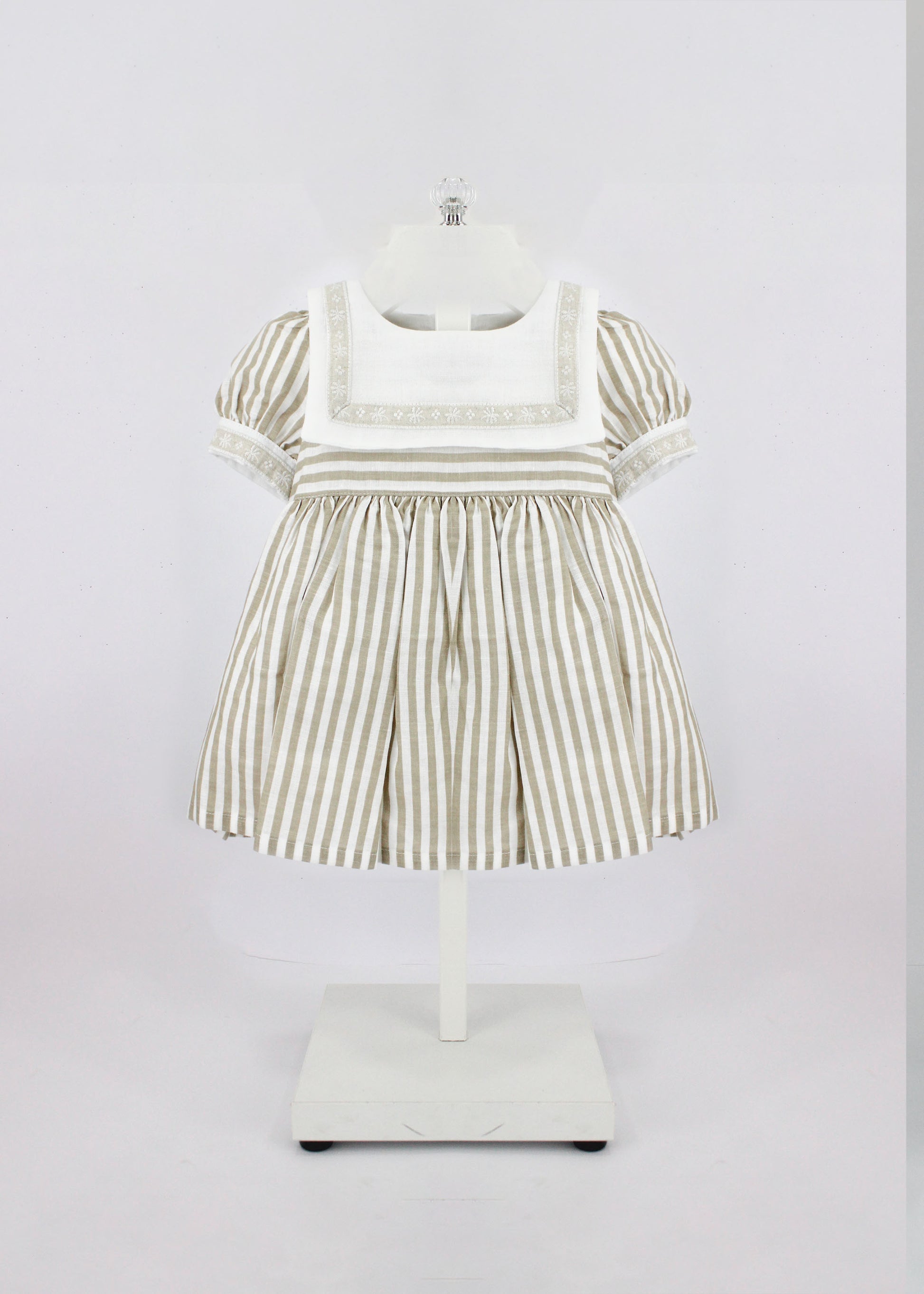 Deolinda Abito Beige a Righe per Neonate