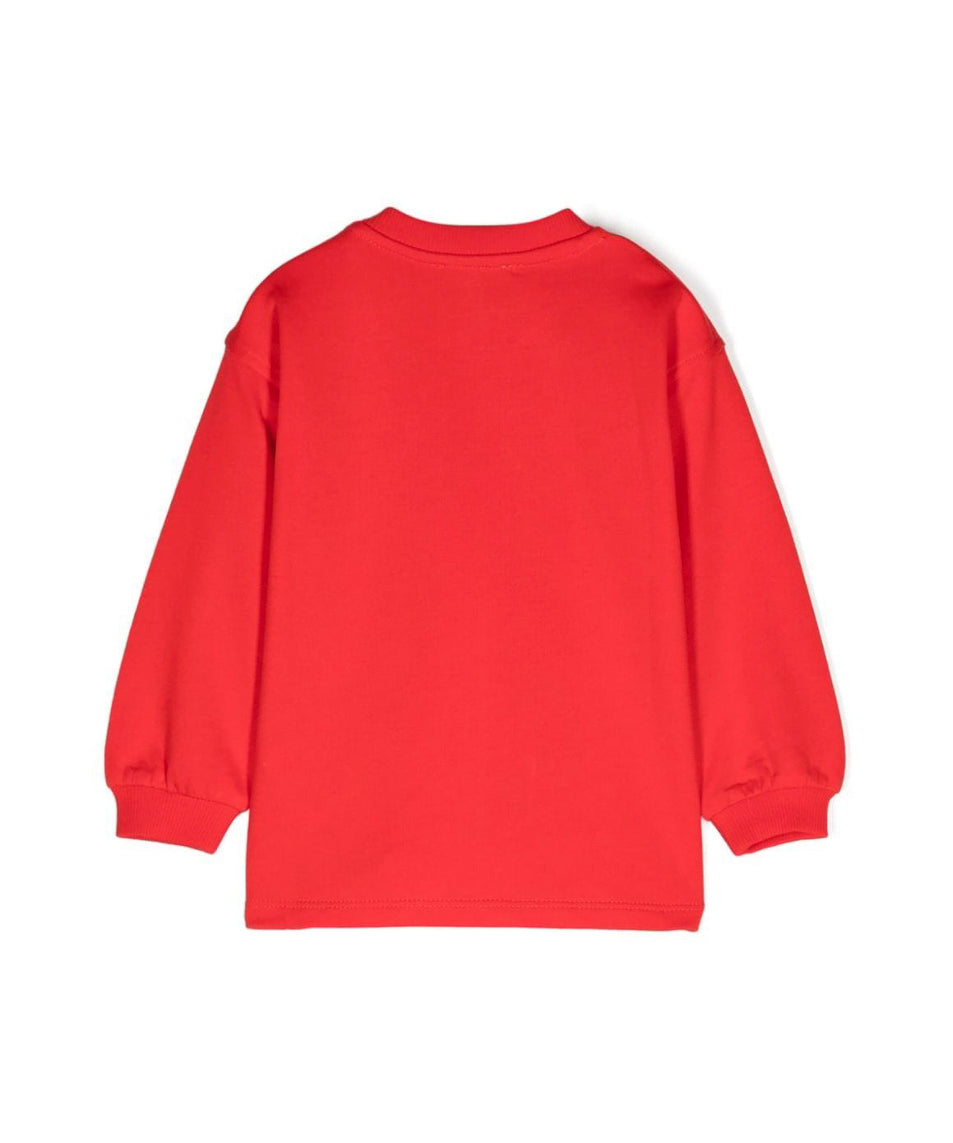 Moschino Kids Abito Lunghe Maniche Rosso con Stampa per Neonate (retro)