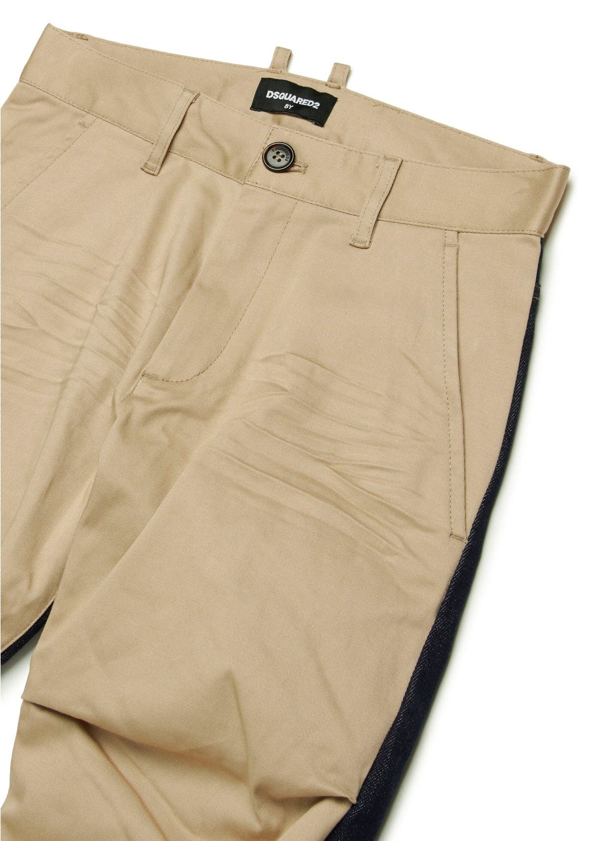 Dsquared2 Kids Pantaloni Beige in Gabardina per Bambini (dettaglio)