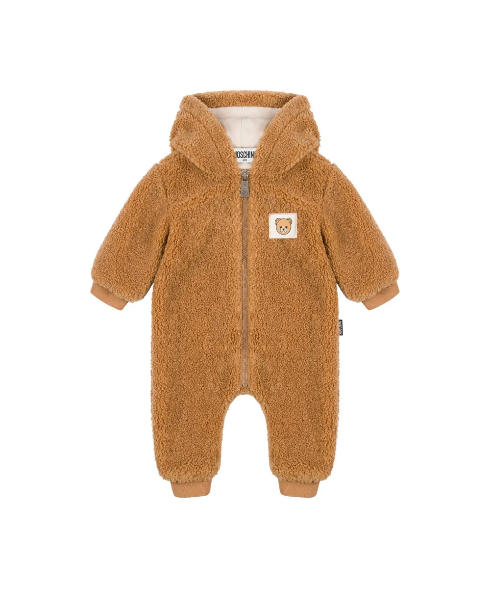 Moschino Kids Tutina Teddy Marrone per Neonati