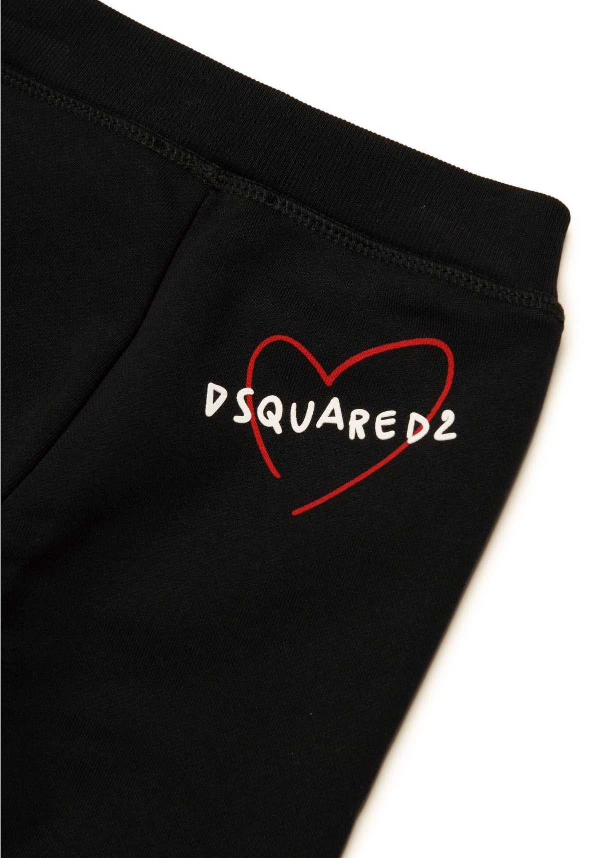 Dsquared2 Kids Pantaloni in Tuta Neri con Stampa per Neonate (dettaglio)