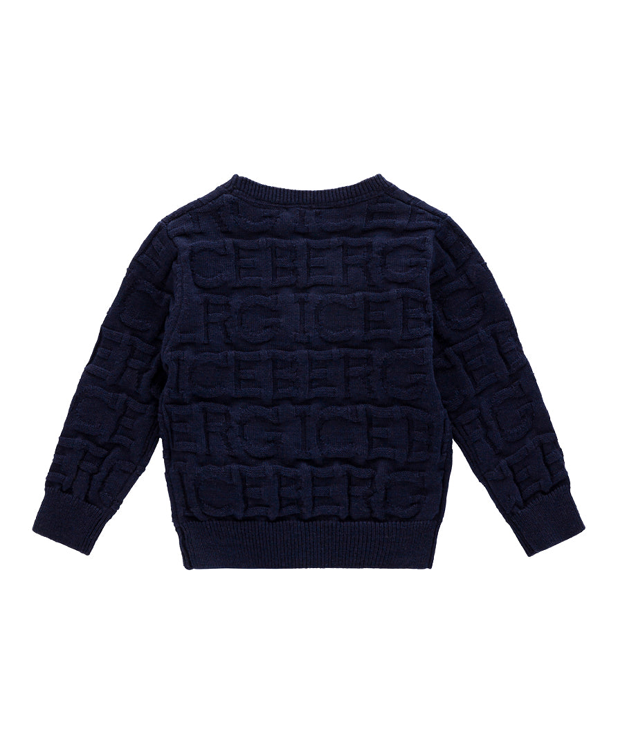 Iceberg Kids Cardigan Blu con Relief per Neonati (retro)