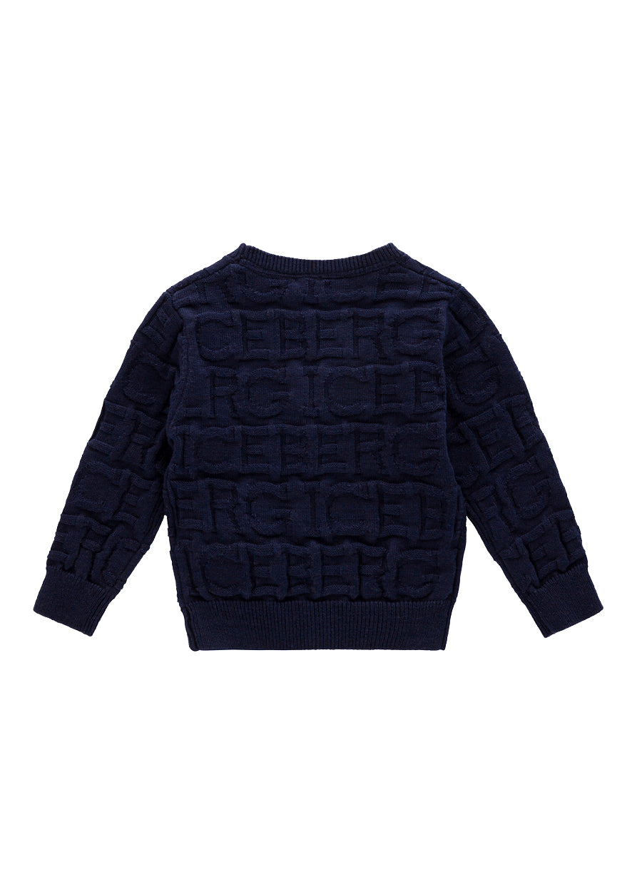 Iceberg Kids Cardigan Blu con Relief per Neonati (retro)