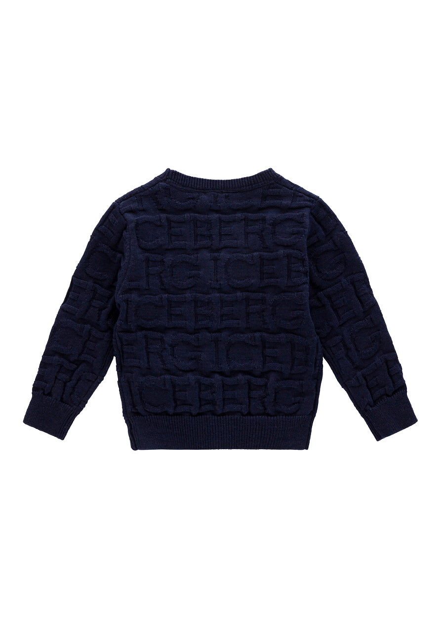 Iceberg Kids Cardigan Blu con Relief per Neonati