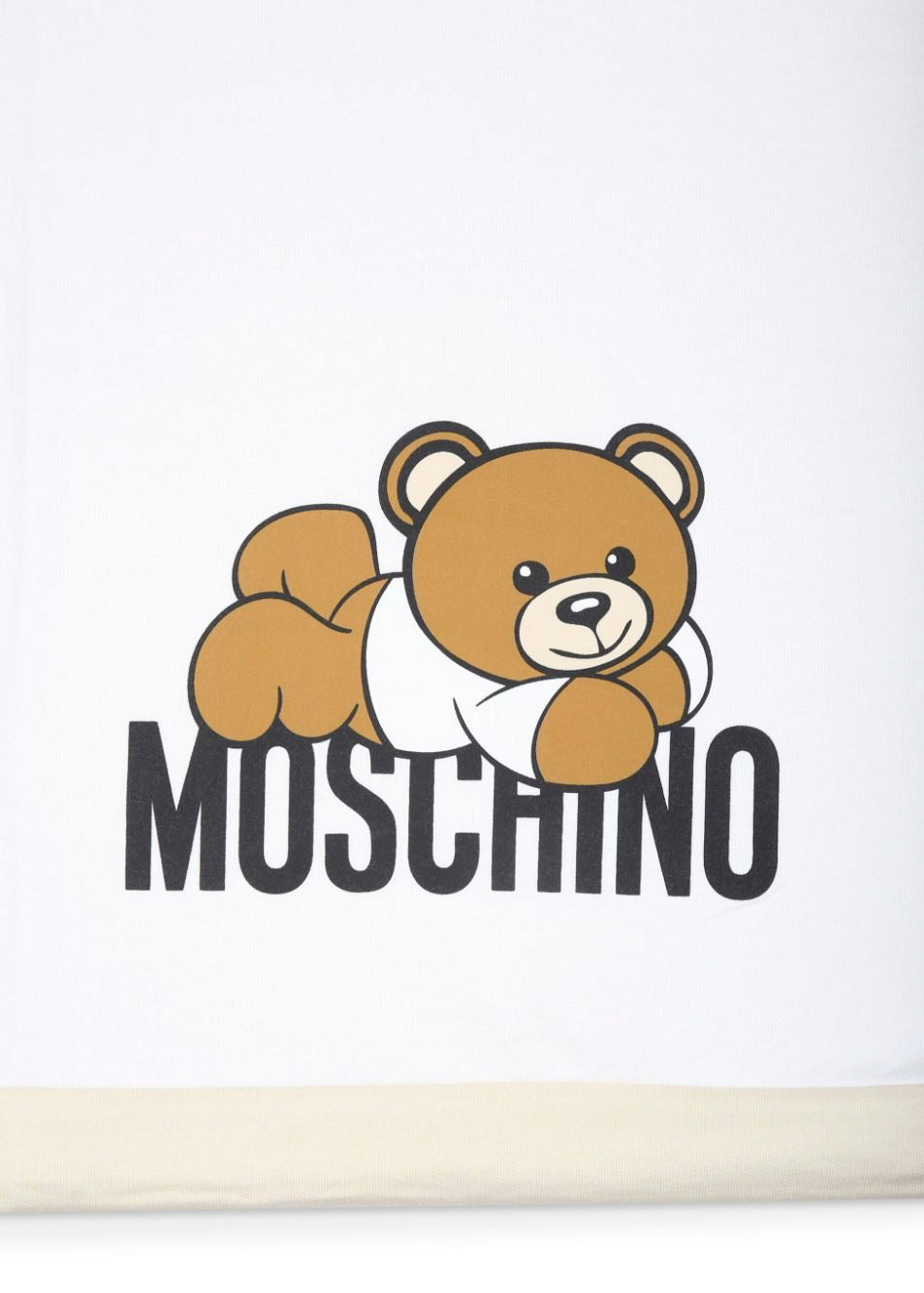 Moschino Kids Coperta Bianca/Beige con Stampa Teddy Bear per Neonati (dettaglio)