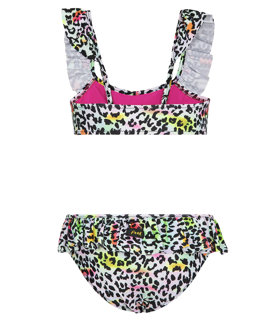 F**K Kids Costume Due Pezzi Fantasia Leopardato Multicolor per Bambine