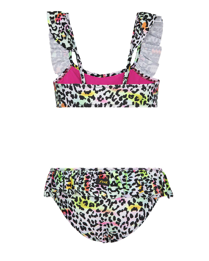F**K Kids Costume Due Pezzi Fantasia Leopardato Multicolor per Bambine