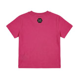 Philipp Plein Kids T-Shirt Fucsia in Cotone con Teddy Bear e Logo Strass per Bambine