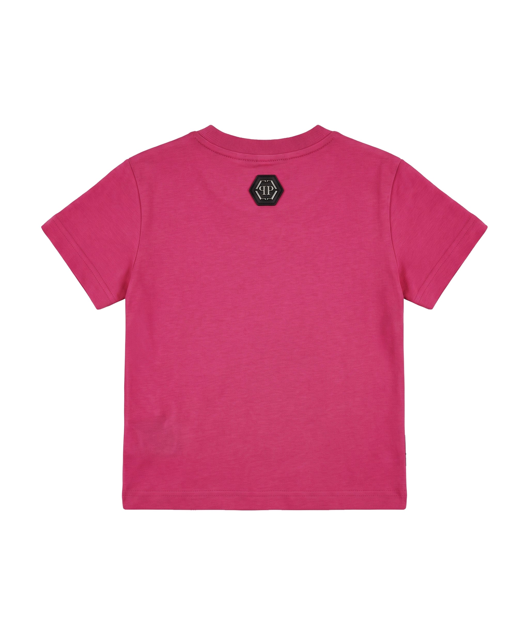 Philipp Plein Kids T-Shirt Fucsia in Cotone con Teddy Bear e Logo Strass per Bambine