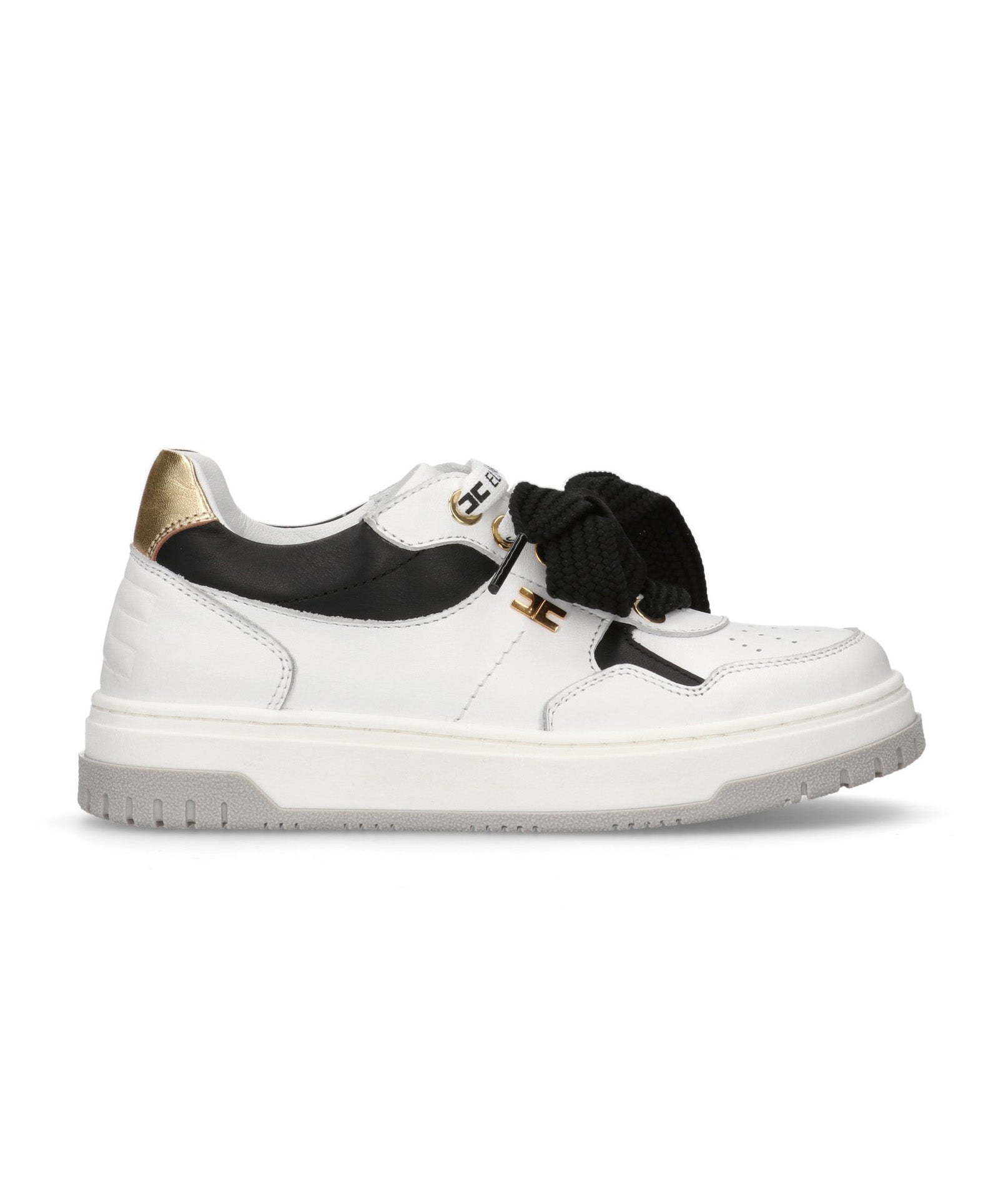 Elisabetta Franchi Kids Sneakers Bianco Nero e Oro per Bambine