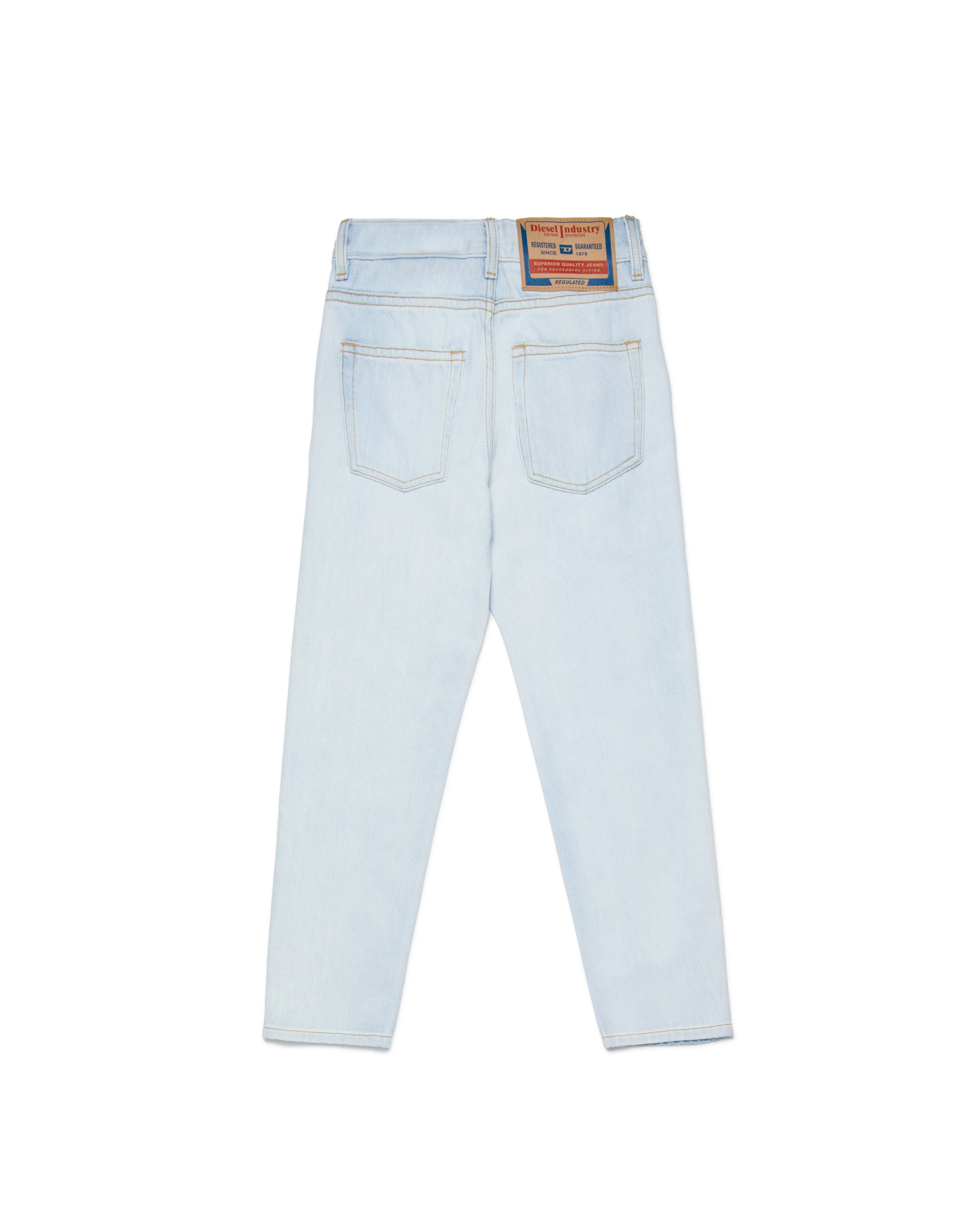 Diesel Kids Jeans con Lavaggio Chiaro e Cuciture a Contrasto Regular Fit per Bambini