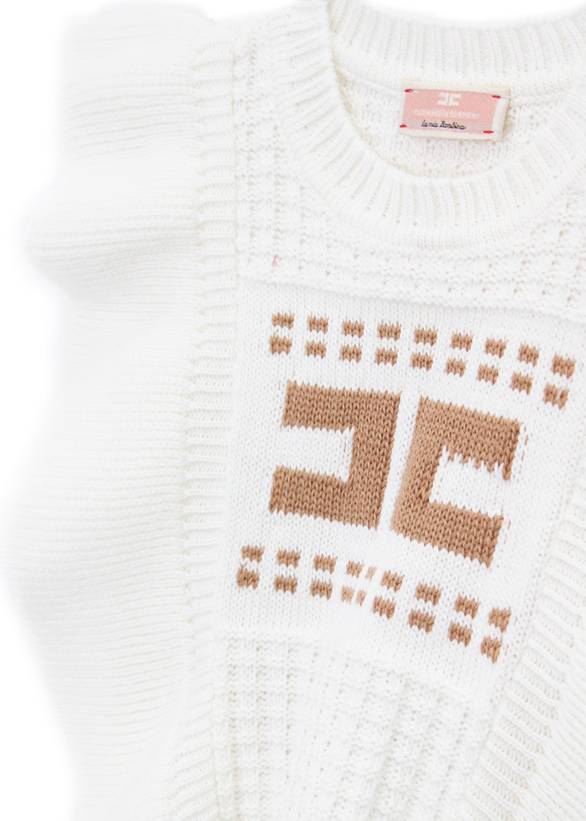 Elisabetta Franchi La Mia Bambina Maglia Avorio con Logo Jacquard