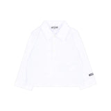 Moschino Kids Completo Beige con Salopette in Velluto a Coste Teddy Bear e Camicia Bianca per Neonati