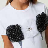 Twinset Kids T-shirt with Print and White Tulle