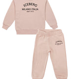 Iceberg Kids Completo Felpa con Pantaloni Rosa per Neonate