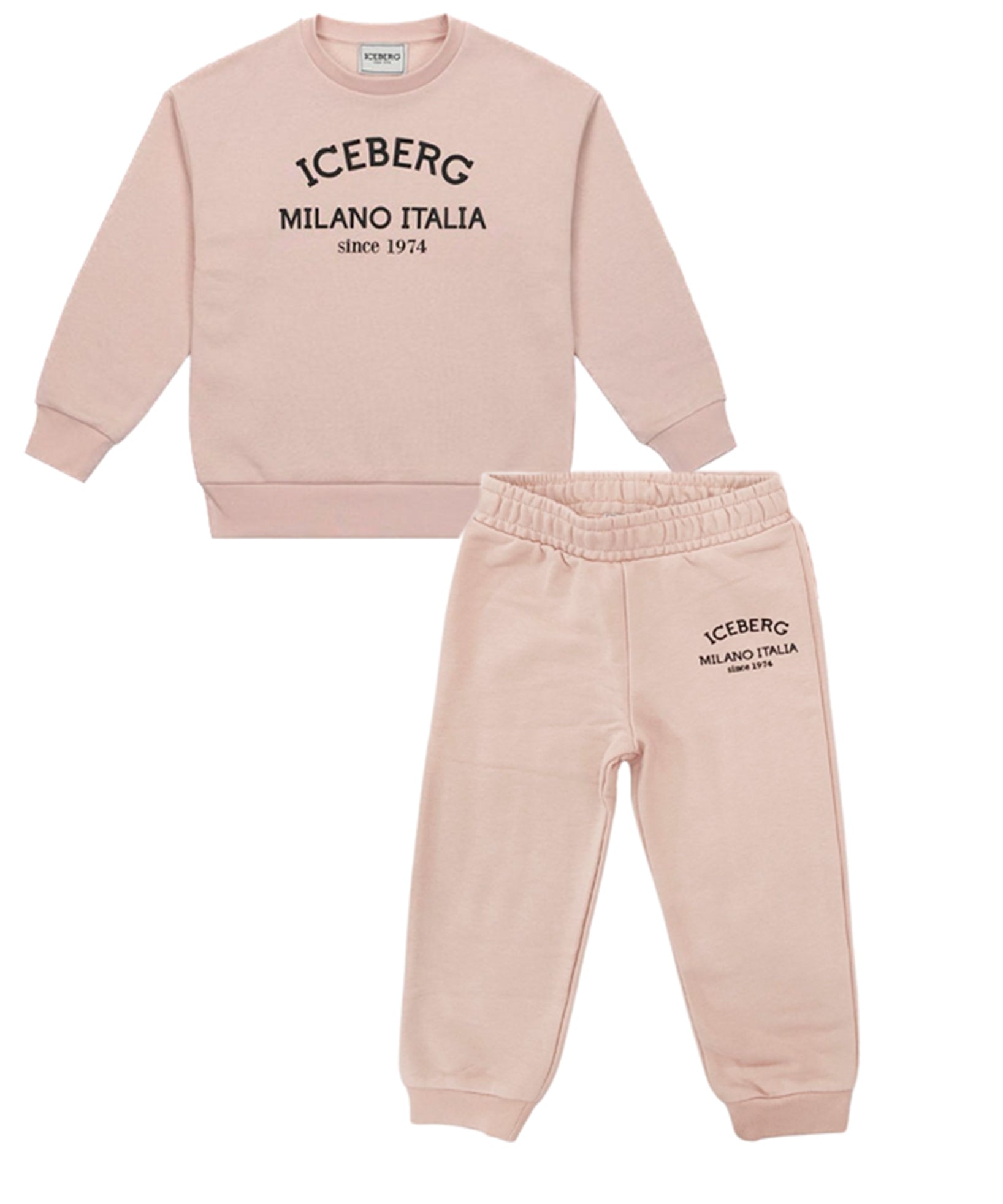 Iceberg Kids Completo Felpa con Pantaloni Rosa per Neonate