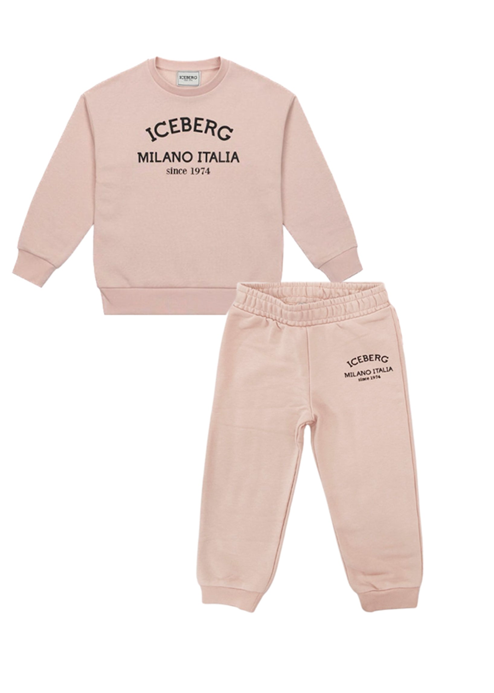 Iceberg Kids Completo Felpa con Pantaloni Rosa per Neonate