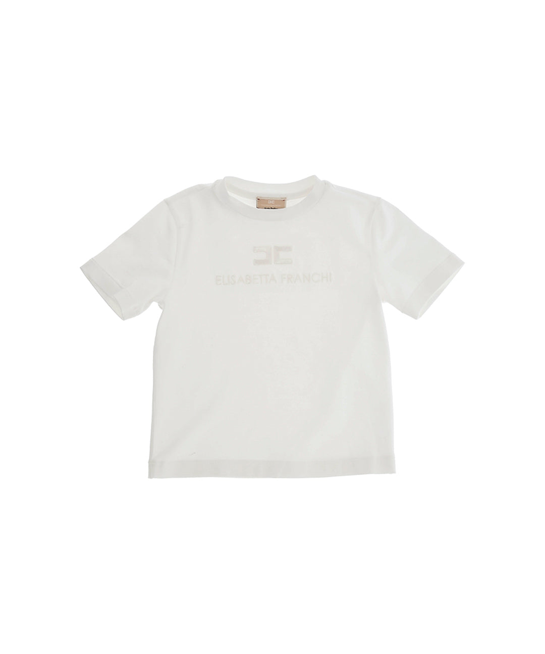 Elisabetta Franchi La Mia Bambina T-shirt Panna con Ricamo Logo per Neonate