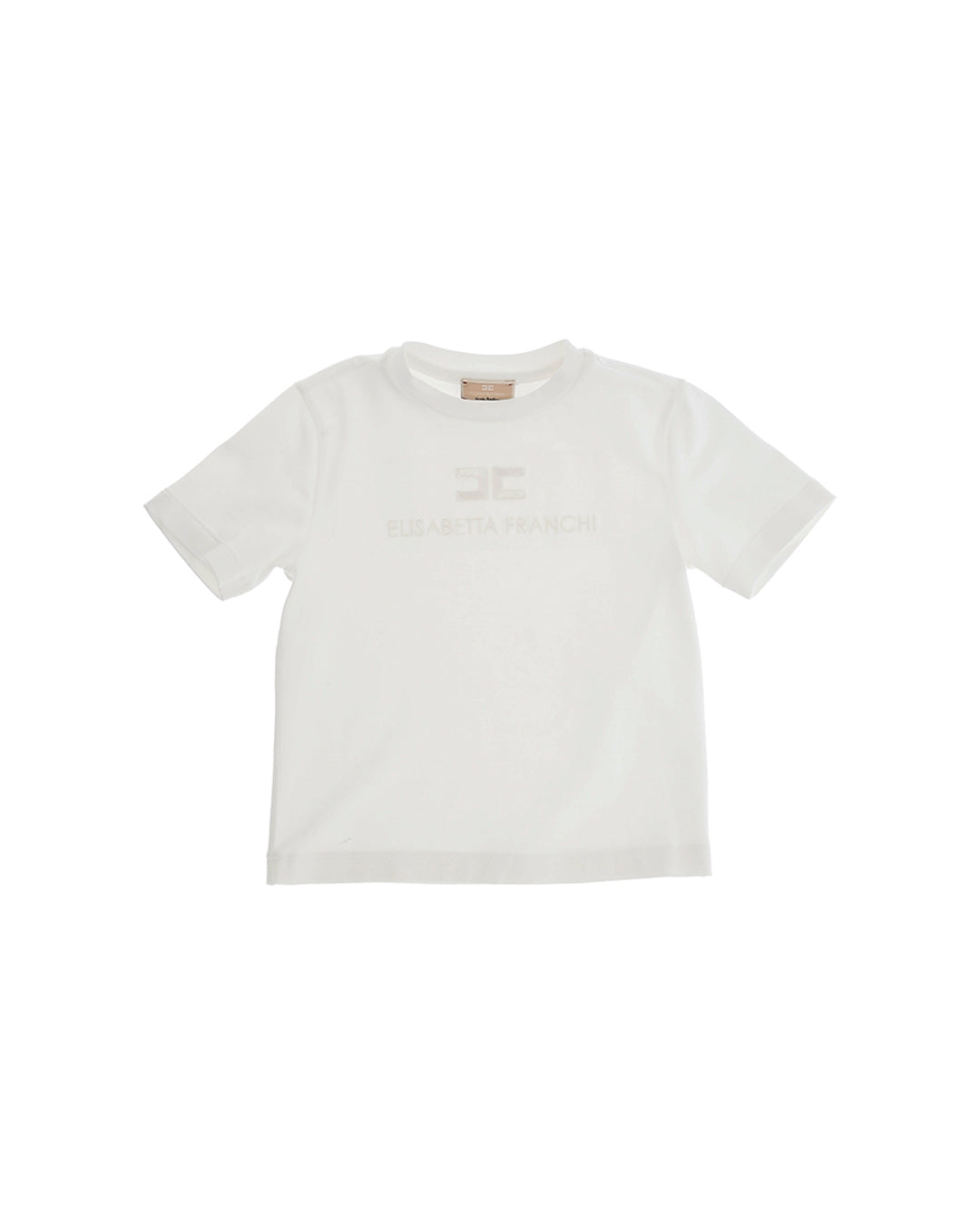 Elisabetta Franchi La Mia Bambina T-shirt Panna con Ricamo Logo per Neonate