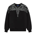Marcelo Burlon County Of Milan Kids Felpa Girocollo Nera con Motivo Ali per Bambine