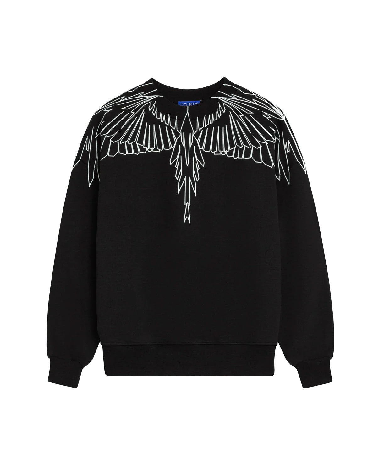 Marcelo Burlon County Of Milan Kids Felpa Girocollo Nera con Motivo Ali per Bambine