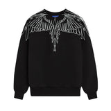 Marcelo Burlon County Of Milan Kids Felpa Girocollo Nera con Motivo Ali per Bambine