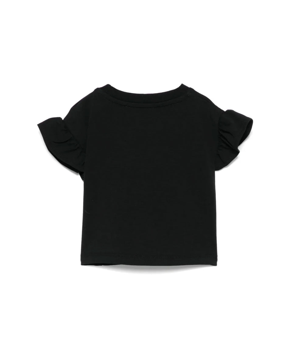Moschino Kids T-shirt Nera con Stampa per Neonate