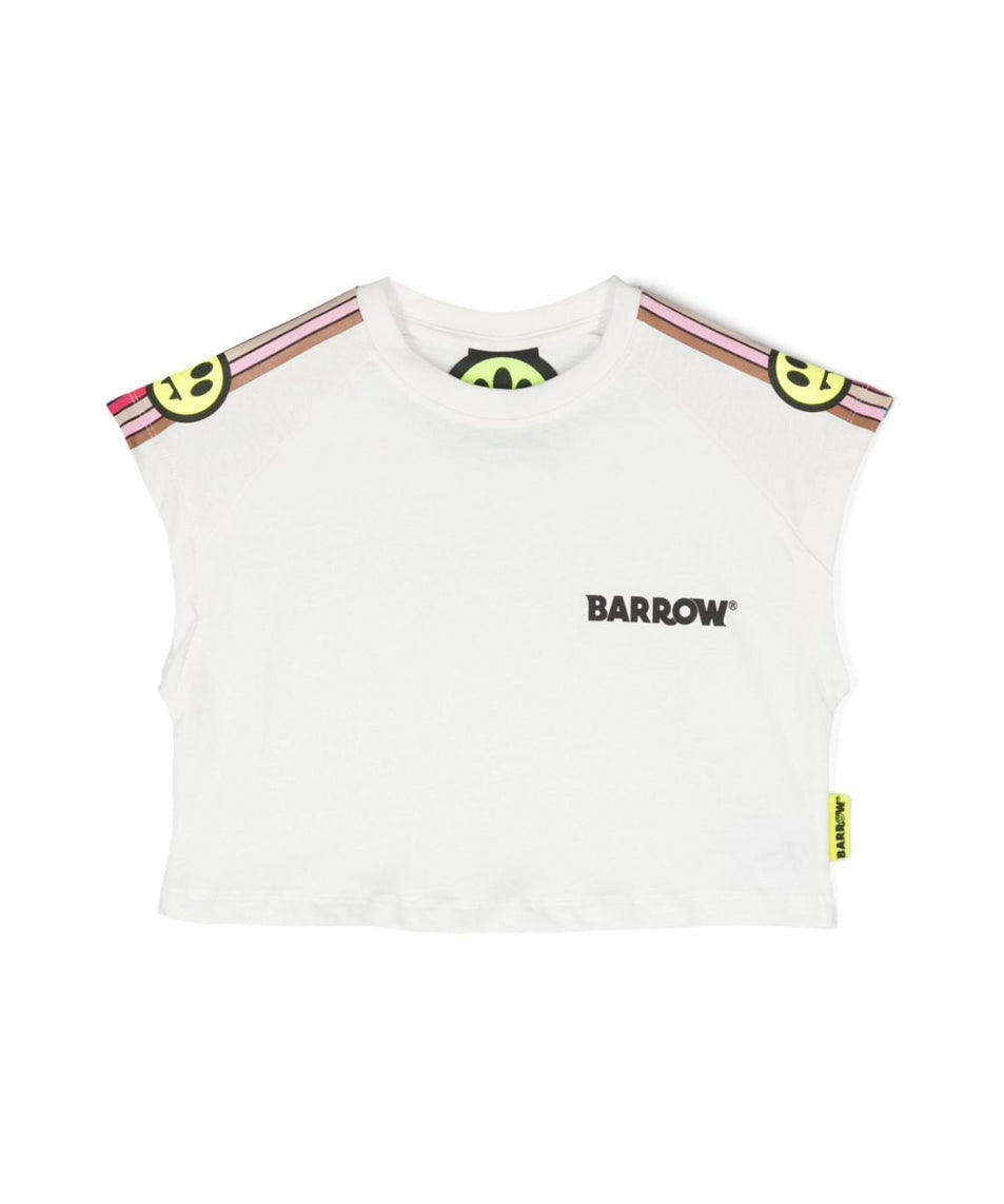 Barrow Kids Canotta Crop Bianca con Stampa per Bambine 