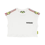 Barrow Kids Canotta Crop Bianca con Stampa per Bambine 