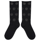 Philipp Plein Kids Calzino Nero con Strass Logo per Bambine