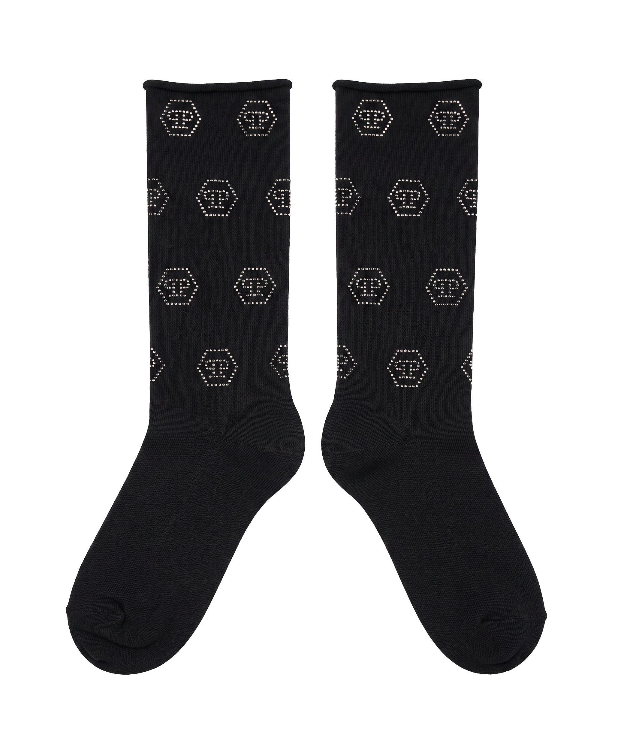 Philipp Plein Kids Calzino Nero con Strass Logo per Bambine