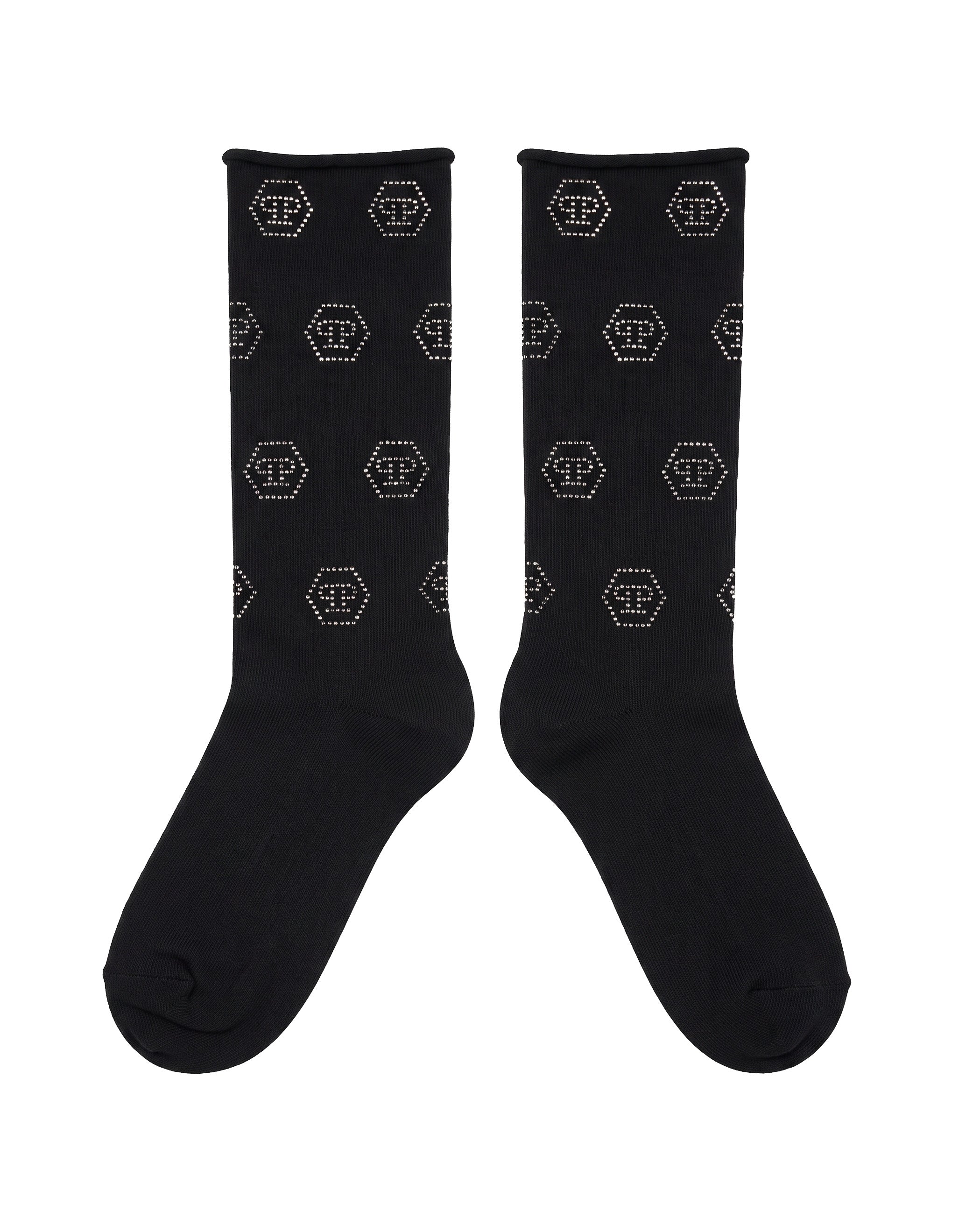 Philipp Plein Kids Calzino Nero con Strass Logo per Bambine