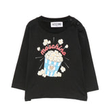 Moschino Kids Maglia Nera a Maniche Lunghe con Stampa Popcorn Teddy Bear e Logo Unisex per Neonati
