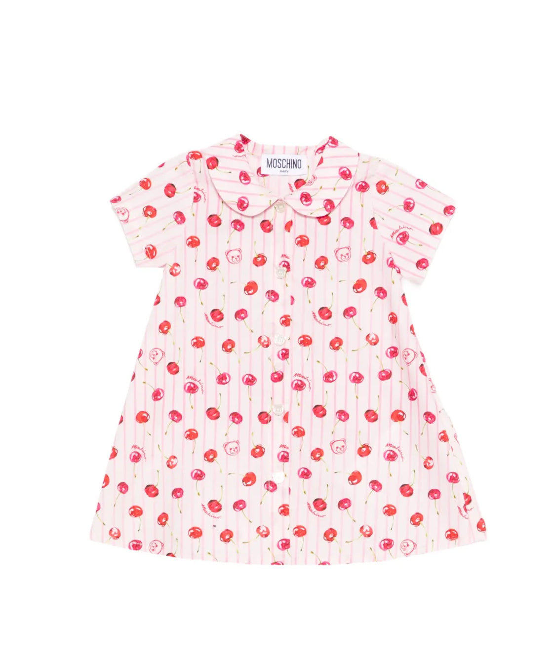 Moschino Kids Abito Rosa/Cherry con Bottoni per Neonate
