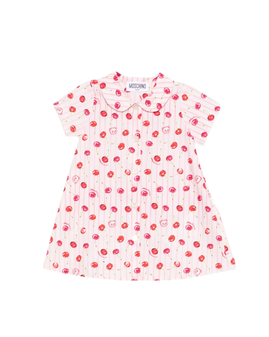 Moschino Kids Abito Rosa/Cherry con Bottoni per Neonate