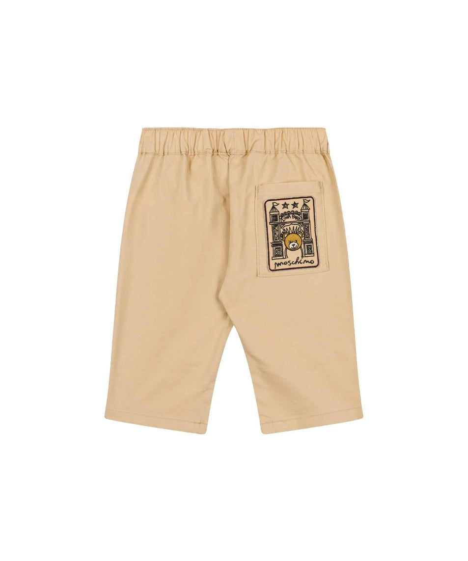 Moschino Kids Pantaloni Beige con Tasconi per Neonati