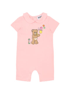 Moschino Kids Pagliaccetto con Stampa e Chiusura con Bottoni sul Retro per Neonate