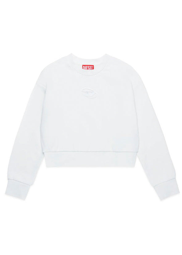 Diesel Kids Felpa Girocollo Panna con Logo Oval D per Bambine