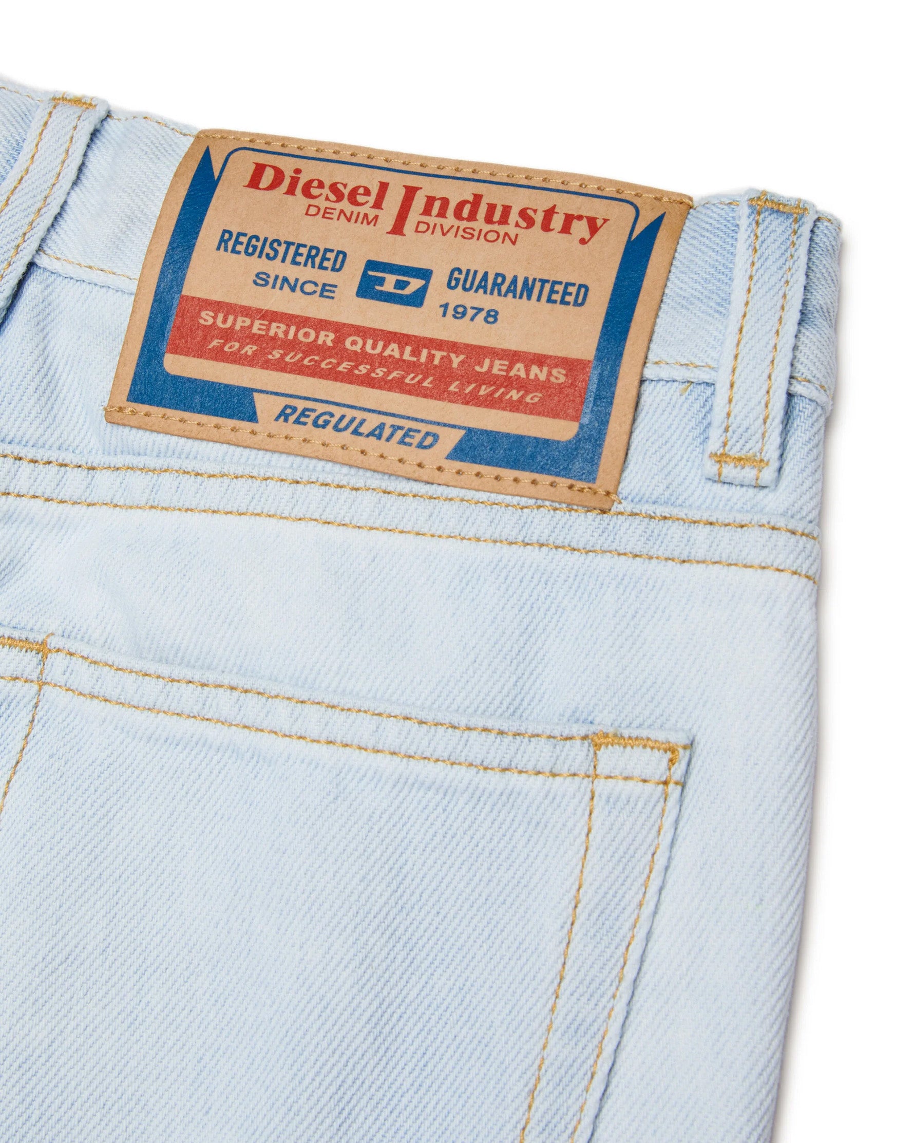Diesel Kids Jeans con Lavaggio Chiaro e Cuciture a Contrasto Regular Fit per Bambini