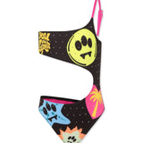 Barrow Kids Costume Monokini Nero con Stampa per Bambine