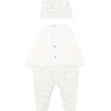 Roberto Cavalli Kids Kit Tutina + Cappellino Perla con Ricami e Logo per Neonate