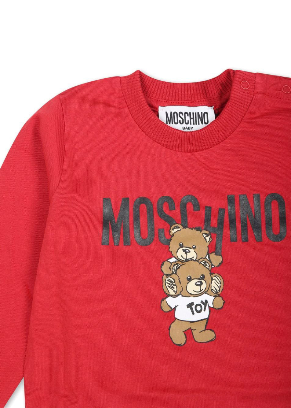 Moschino Kids Blusa Rossa con Stampa Logo Teddy Bear per Neonati (dettaglio)