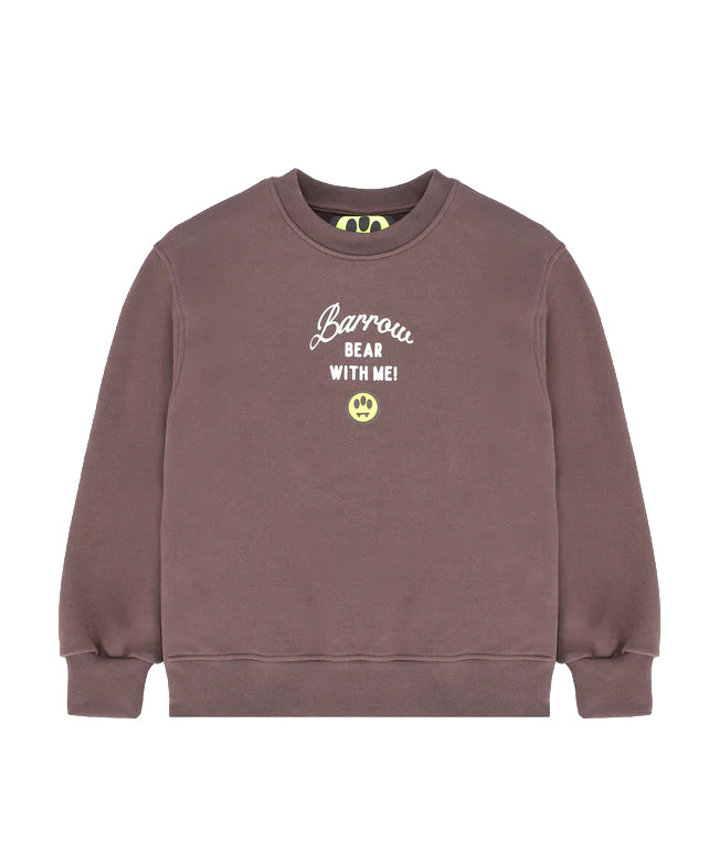 Barrow Kids felpa Marrone Girocollo con Scritta Bear With Me per Bambine