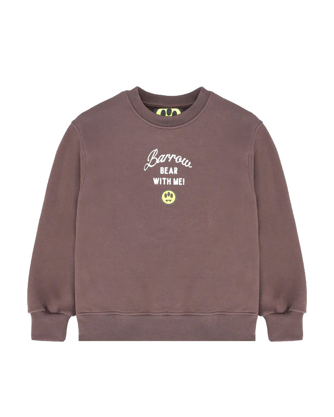 Barrow Kids felpa Marrone Girocollo con Scritta Bear With Me per Bambine