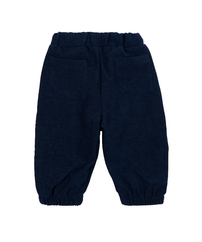Palm Angels Kids Pantalone in Denim Blu con Logo per Neonati