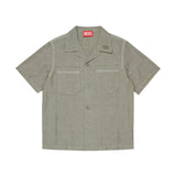 Diesel Kids Camicia Verde/Grigio con Tasche per Bambini