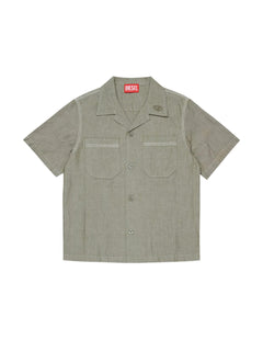 Diesel Kids Camicia Verde/Grigio con Tasche per Bambini