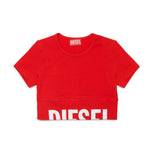 Diesel Kids T-shirt Rossa con Stampa Logo a Contrasto per Bambine